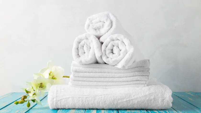 Blue towels with flowers