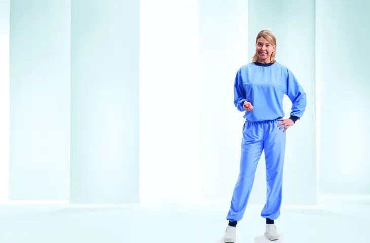 Sandwash blouse met lange mouwen en broek
