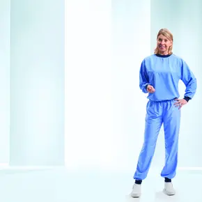 Sandwash blouse met lange mouwen en broek 